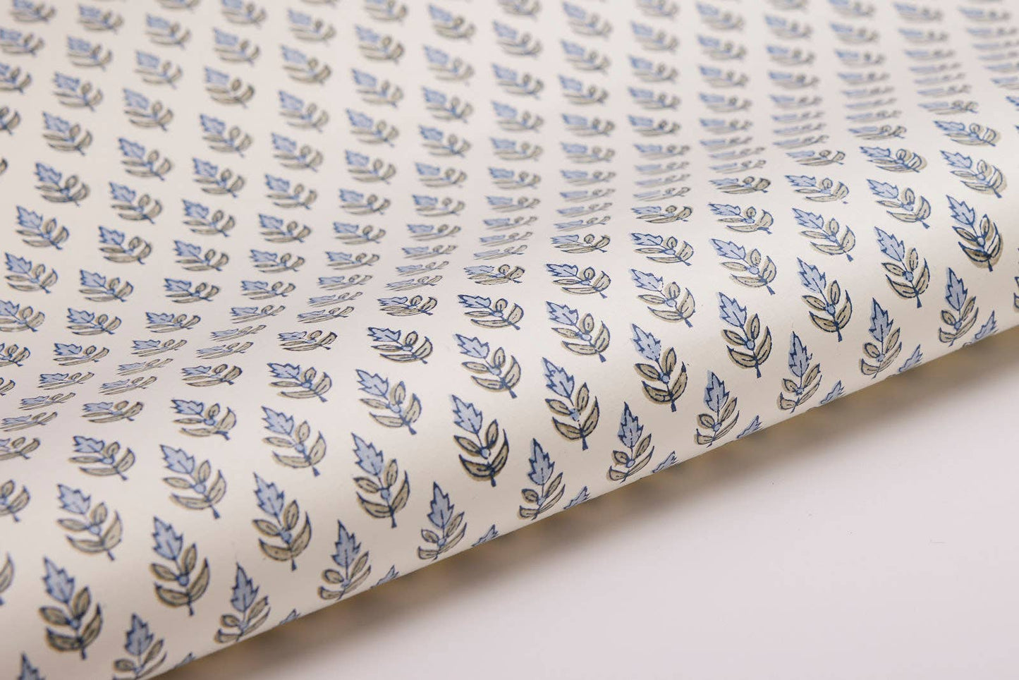 Blue Flower Block Print - Handmade Wrapping Paper