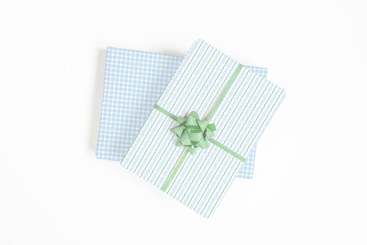 Greenery Stripe Double-Sided Wrapping Paper Sheets - Set of 3