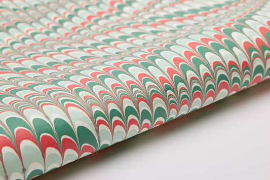 Festive Scallops - Hand Marbled Wrapping Paper Sheets