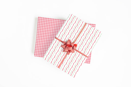 Christmas Ribbon Double-Sided Wrapping Paper Sheets - Set of 3