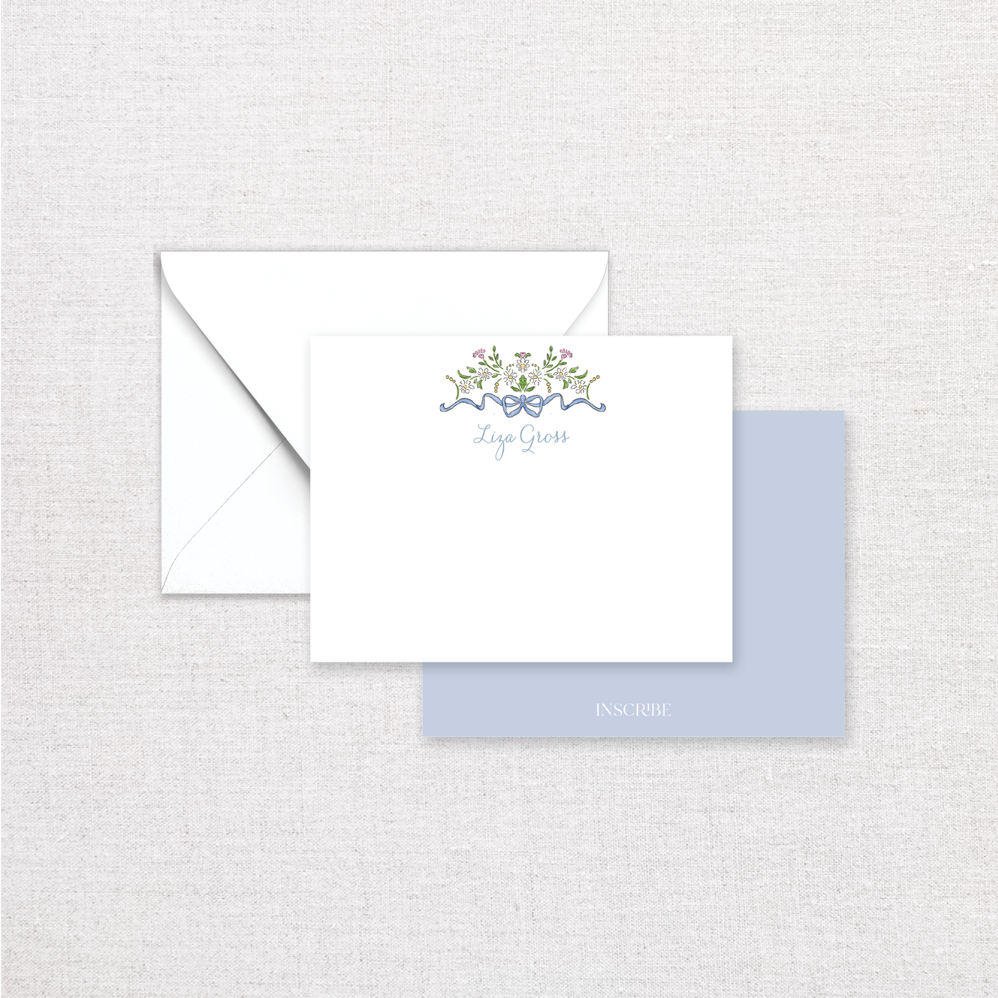 Floral Bow Personalized Notecards