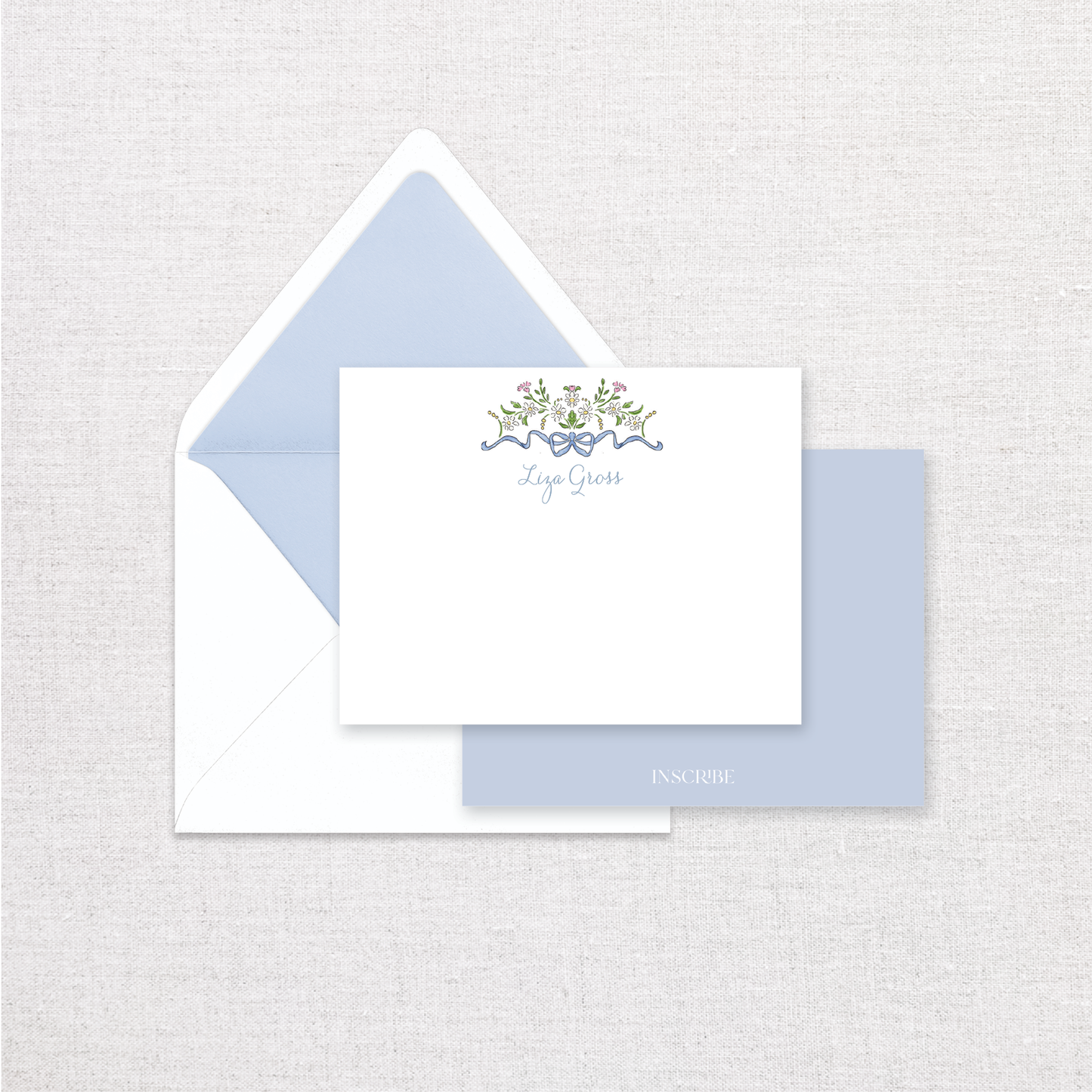 Floral Bow Personalized Notecards