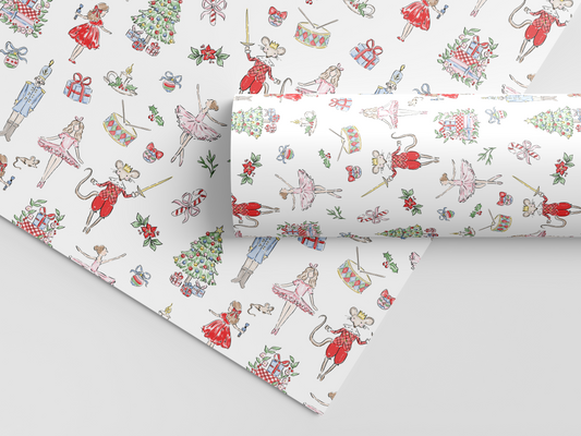 Nutcracker Ballet Wrapping Paper Sheets
