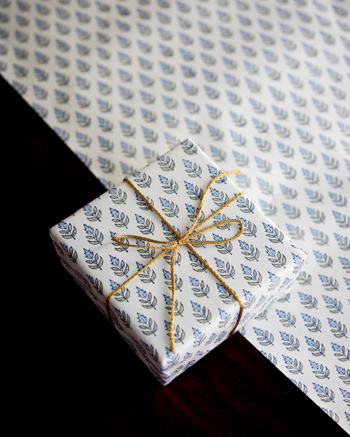 Block Printed Wrapping Paper Sheets - Buti Blue Stone