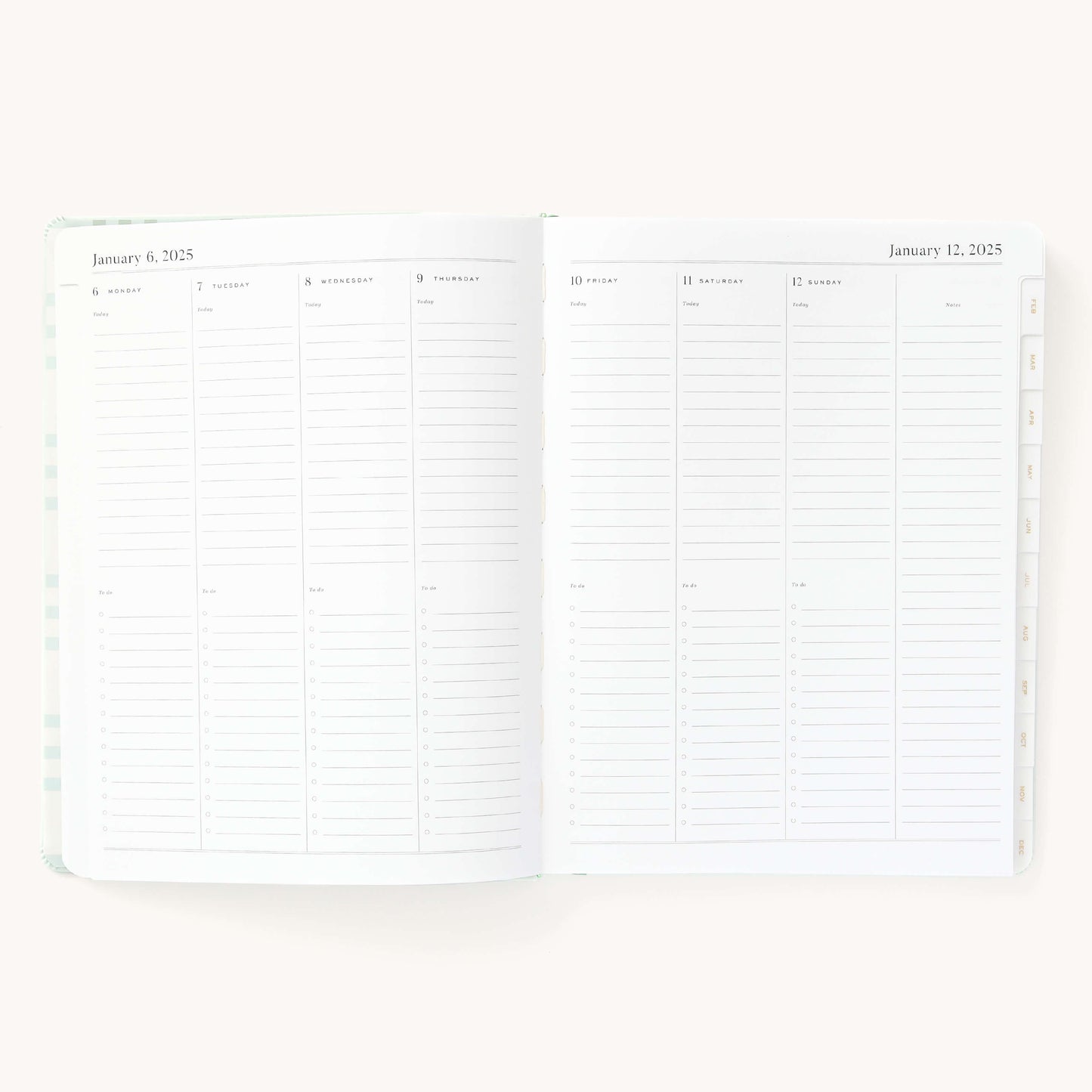 2025 Weekly, Dapperdesk Planner, Sea Salt