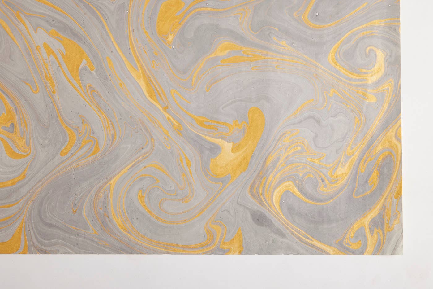 Hand Marbled Wrapping Paper Sheets - Ash Grey/Gold