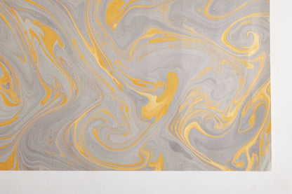 Ash and Gold - Hand Marbled Wrapping Paper Sheets