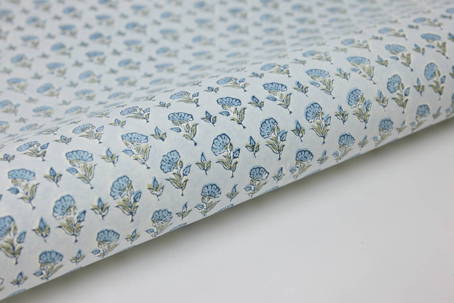 Ditsy Floral Blue Stone - Handmade Gift Wrap Sheets