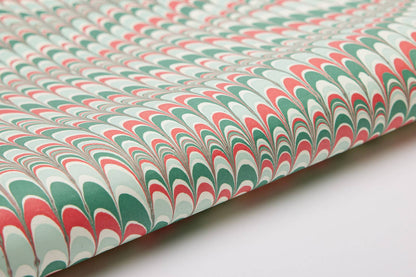 Festive Scallops - Hand Marbled Wrapping Paper Sheets