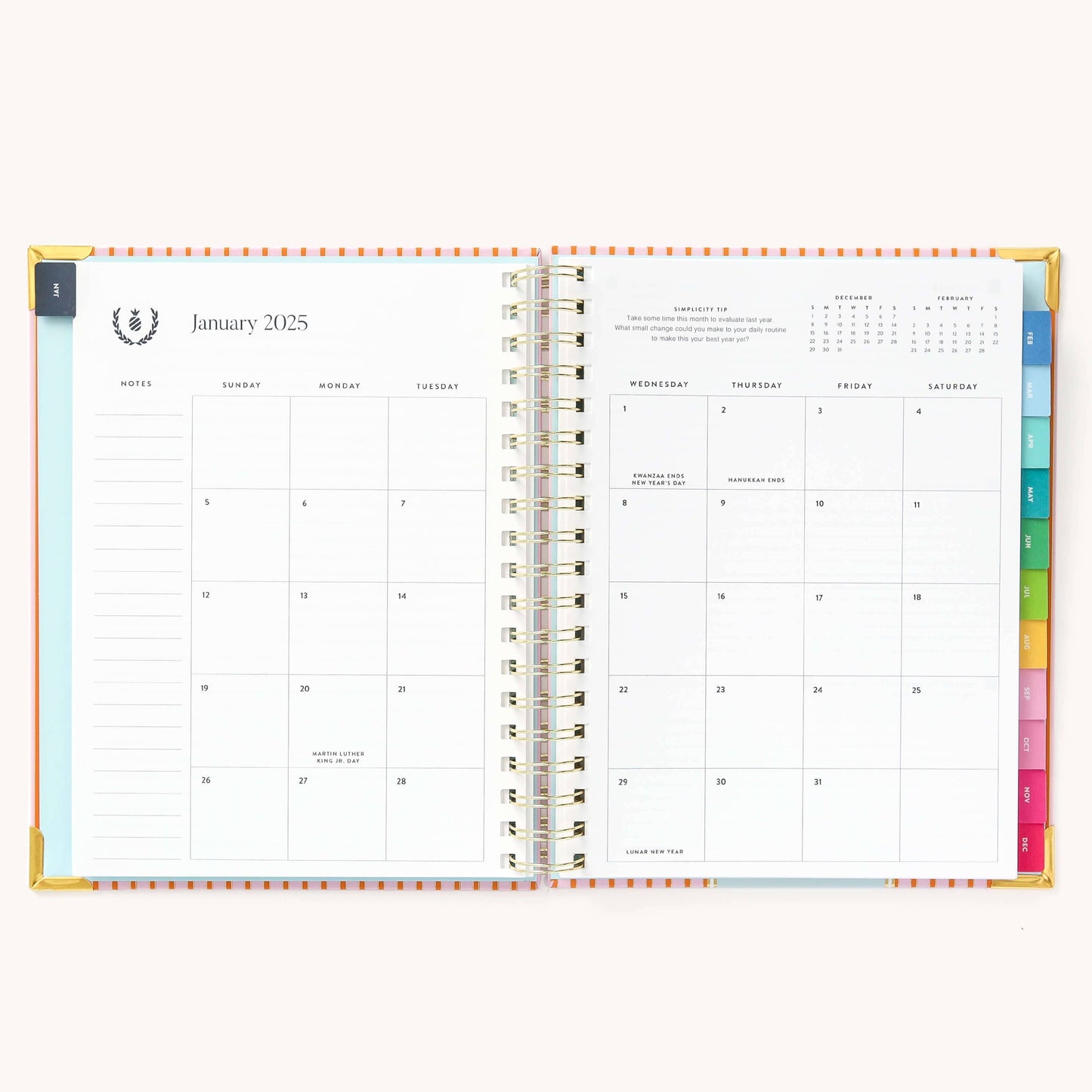 2025 Weekly, Simplified Planner, Cabana Pinstripe