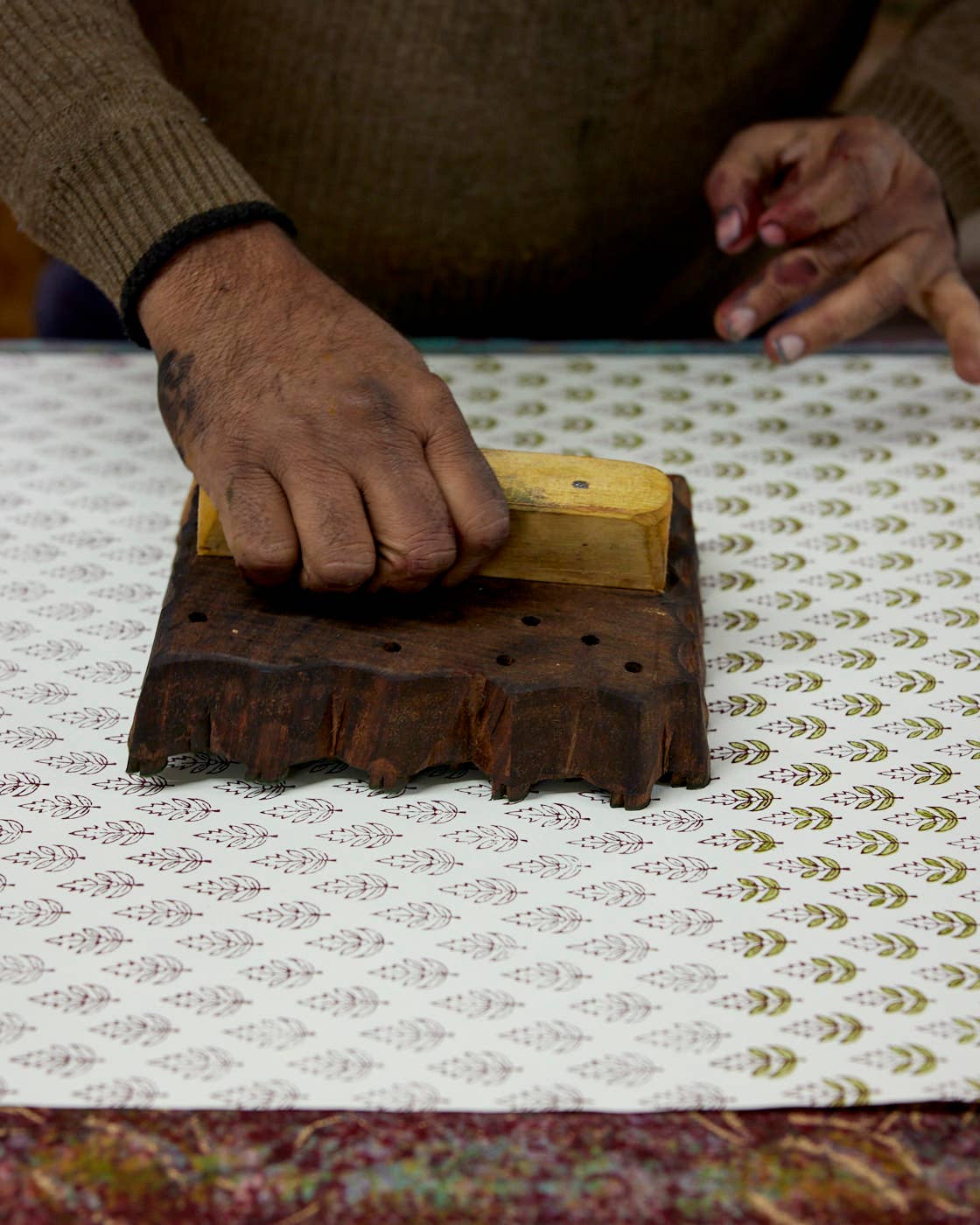 Block Printed Wrapping Paper Sheets - Buti Scarlet