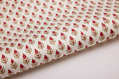 Scarlet Flower Block Print - Handmade Wrapping Paper Sheets