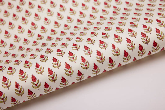 Block Printed Wrapping Paper Sheets - Buti Scarlet