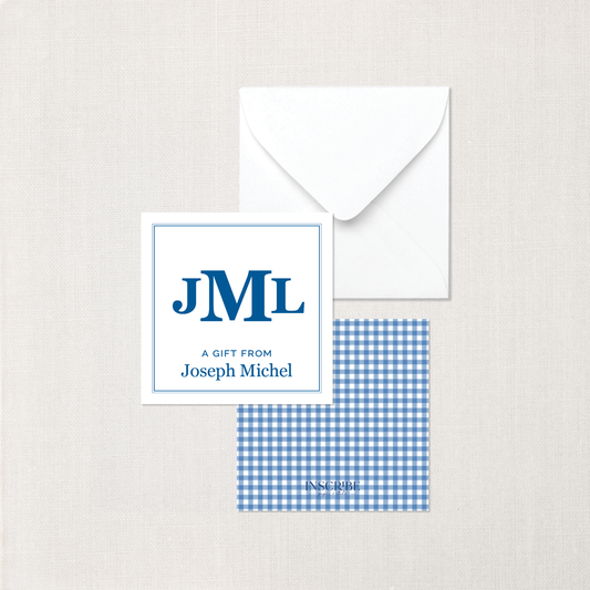 Gingham Monogram Enclosure Cards