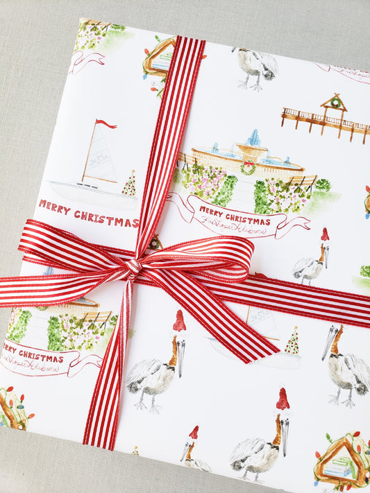 Christmas on the Pier Wrapping Paper Sheets - Set of 3