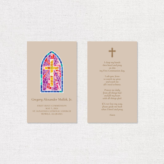 First Communion Prayer Cards - Cross