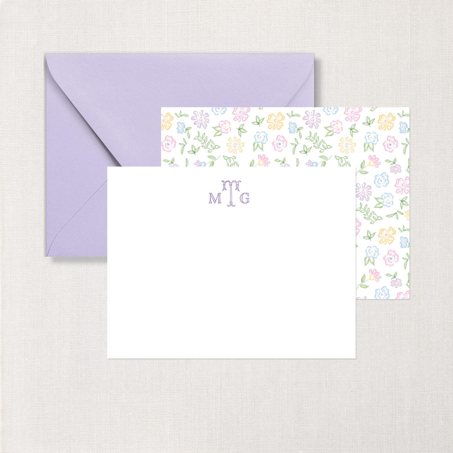 Personalized Bitsy Flower Notecards