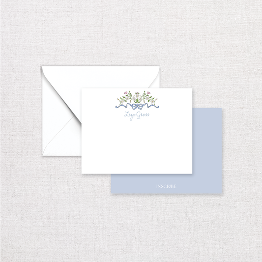 Floral Bow Personalized Notecards