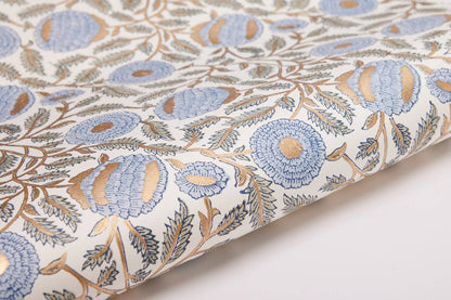 Marigold Blue - Handmade Wrapping Paper Sheets