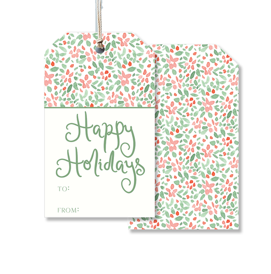 Holly Flowers Gift Tag