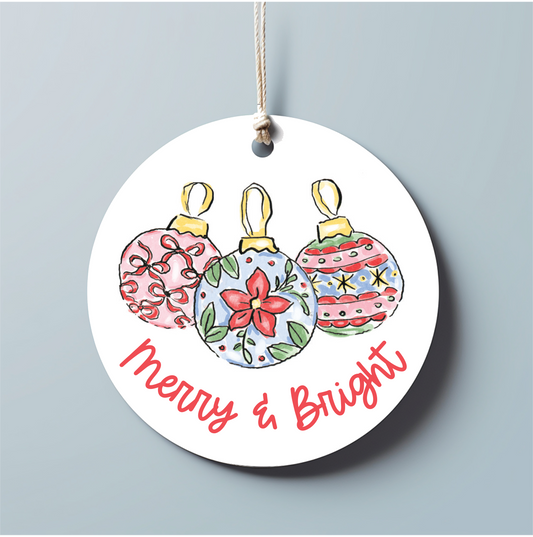 Merry & Bright Round Gift Tag