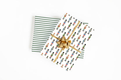 Nutcracker Stripes Double-Sided Wrapping Paper Sheets - Set of 3