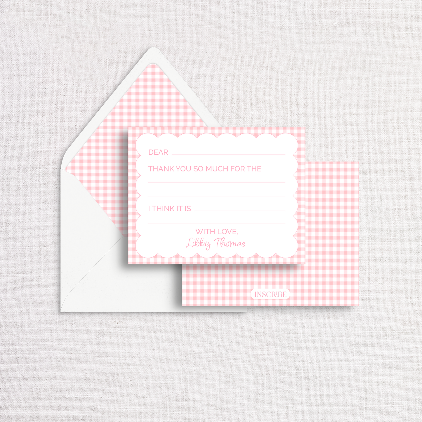 Pink Gingham Nursery Notecard