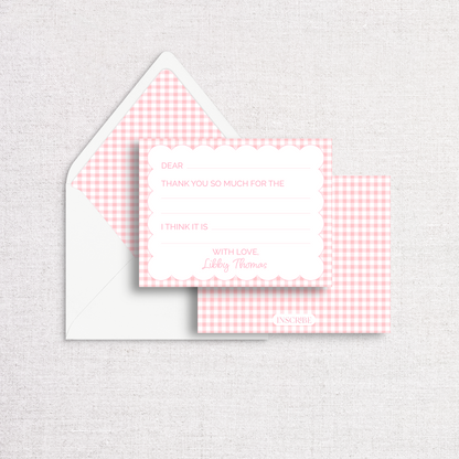 Pink Gingham Nursery Notecard