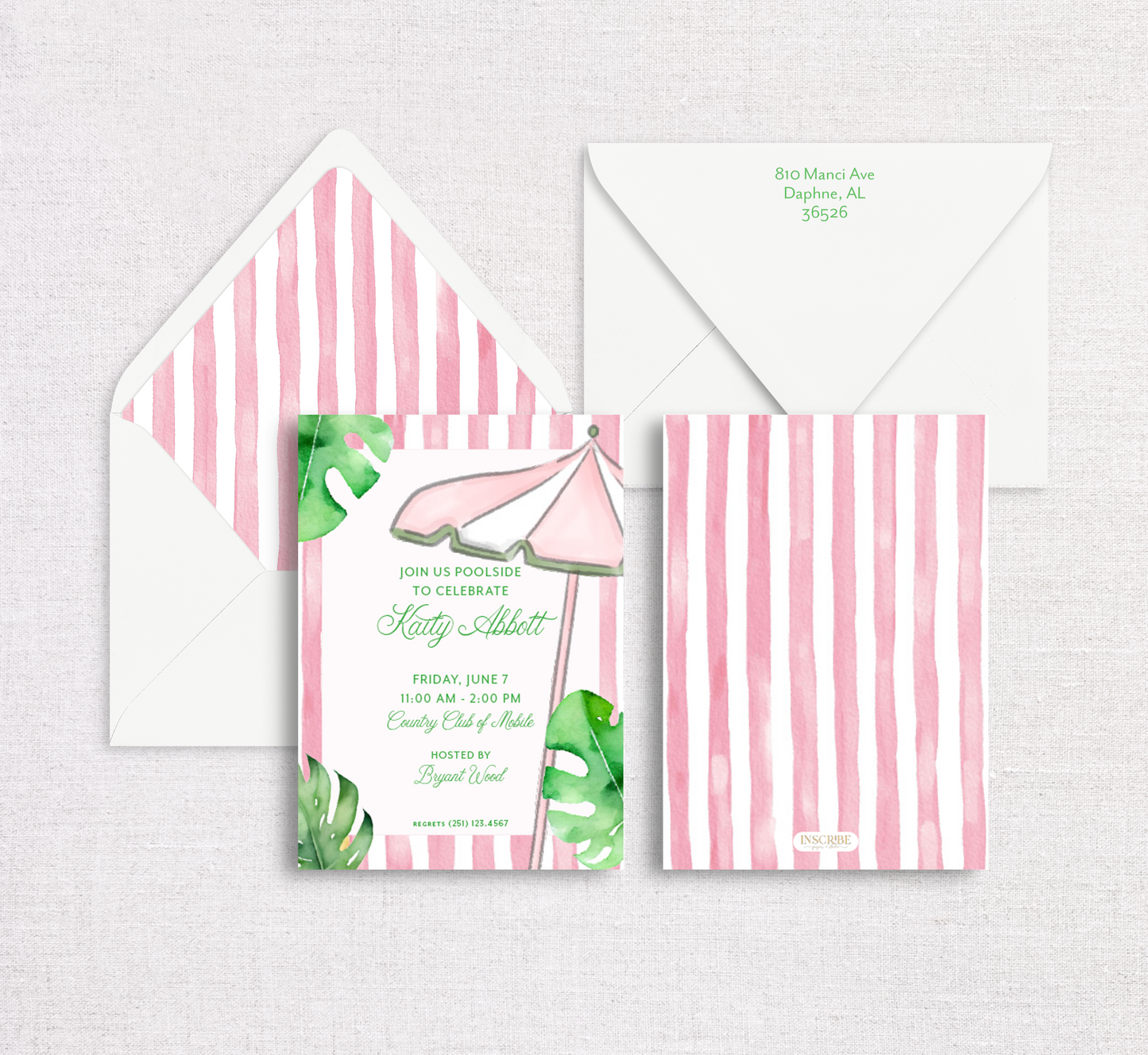 Pink Parasol Bridal Shower Invitation