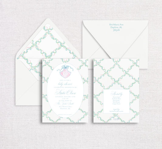 Garden Lattice Baby Shower Invitation