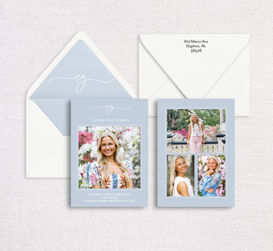 Powder Blue Graduation Announcement