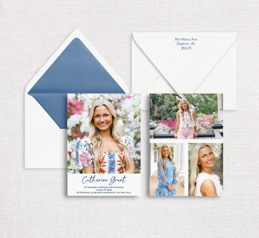 Blue Script Graduation Announcement