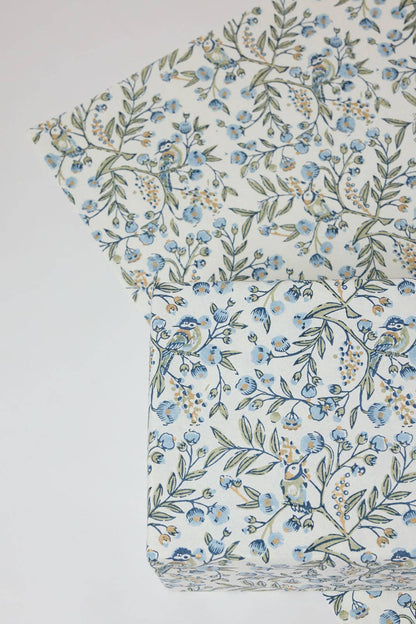 Song Birds Blue Stone - Handmade Gift Wrap Sheets