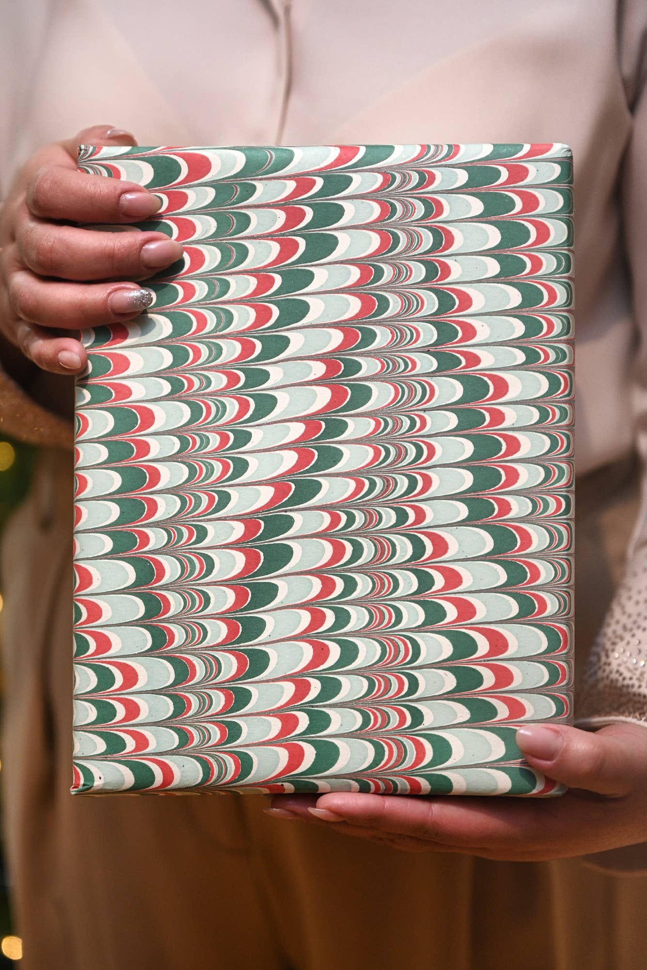 Hand Marbled Wrapping Paper Sheets - Scallops Festive Mix