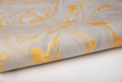Ash and Gold - Hand Marbled Wrapping Paper Sheets