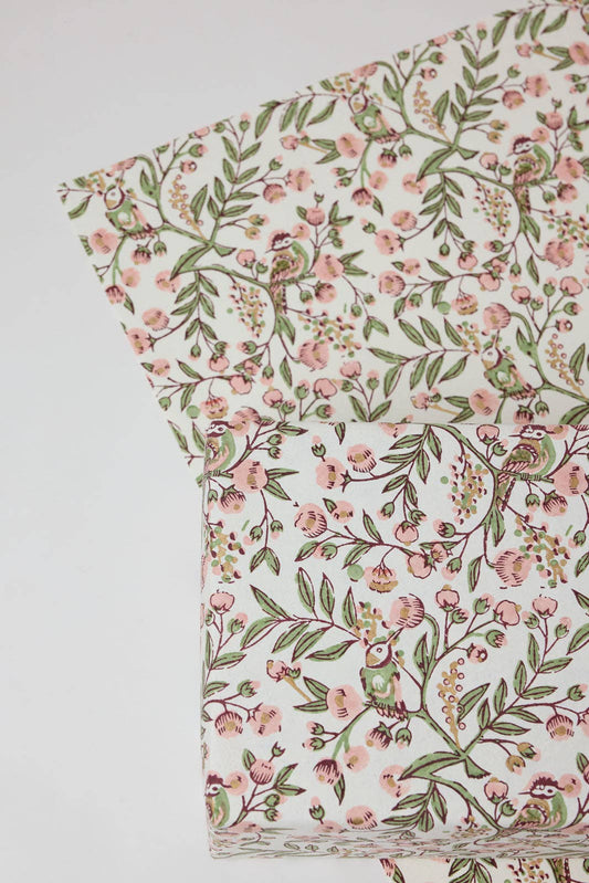 Song Birds Blush - Handmade Gift Wrap Sheets