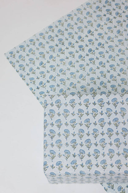 Ditsy Floral Blue Stone - Handmade Gift Wrap Sheets
